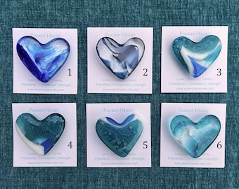 Pocket Heart - Glass Pocket Heart - Choose Your Own - Ocean Blues