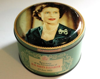 Queen Elizabeth Coronation Tin, Vintage 1953 Glasgow Souvenir
