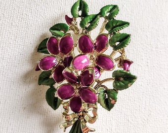 Exquisite Birthday Brooch, March Violets, Vintage Flower Pin