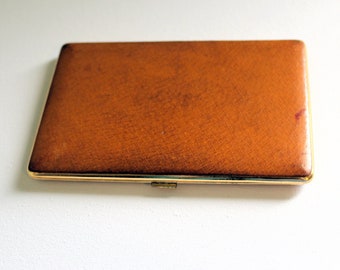 Tan Leather Cigarette Case, Vintage Slimline Card Case