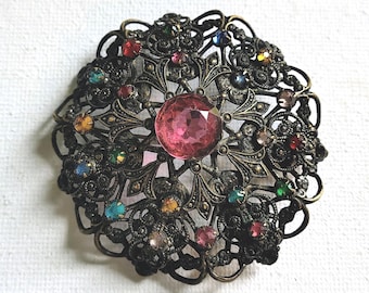 Vintage Czech Bohemian Filigree Brooch