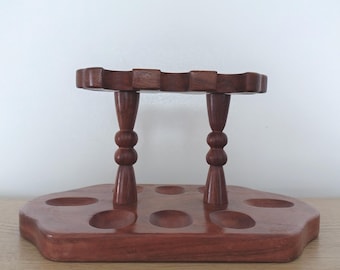 Vintage Wooden Pipe Rack, Tobacco Pipe Stand