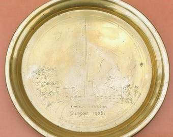 Empire Exhibition Glasgow 1938 Brass Dish, Art Deco Tower Design, Vintage Scottish Souvenir