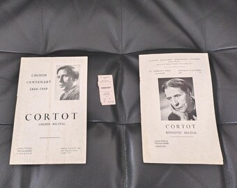 Rare Vintage Alfred Cortot Recital Programmes 1949 & 1950 + Original Ticket Stub, Classical Music Collectible