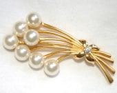 Bouquet Brooch 1950s Faux Pearl  Sale !!! 25% Off