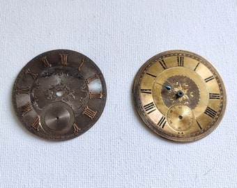 Vintage Pocket Watch Dials, Two Victorian Watch Faces