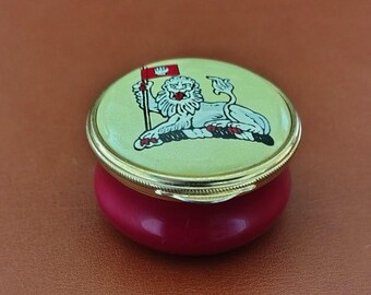 Caja de esmalte vintage de Crummles, serie Emblema Provincial, Heráldica del León Blanco