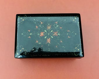 Vintage Russian Lacquer Box, Hand Painted Trinket Box
