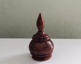 Small Wooden Pot, Vintage Wood Treen with Finial Lid