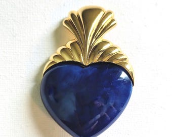 Vintage Verducci Blue Heart Brooch