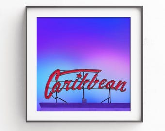Caribbean Motel vintage neon sign photo - mid-century motel in Wildwood, NJ