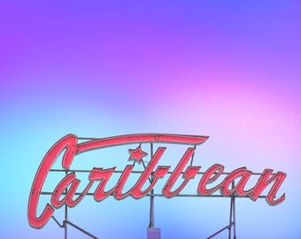 Caribbean Motel vintage neon sign photo - mid-century motel in Wildwood, NJ