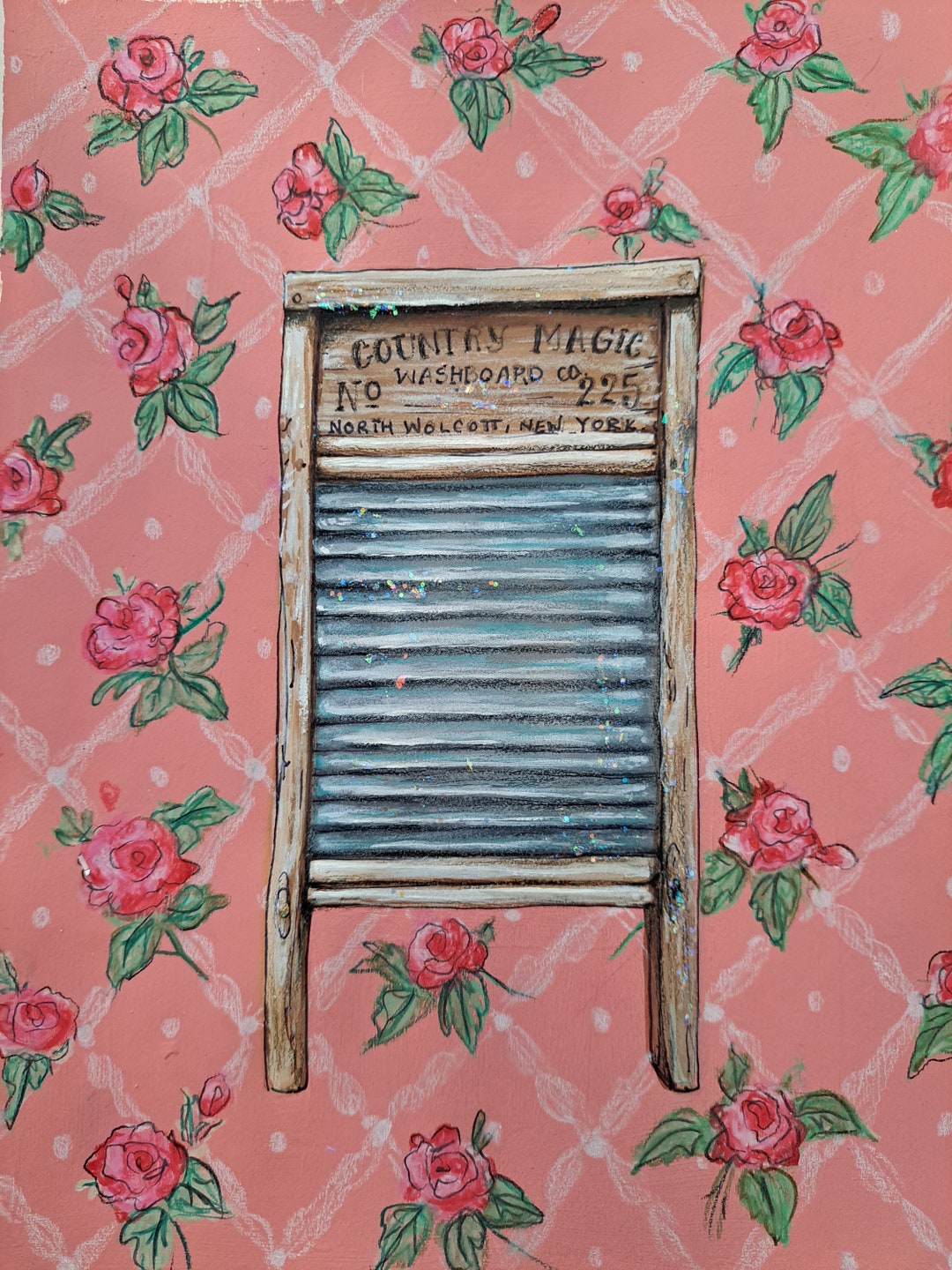 Vintage Washboard Art Print , 5x7, 8.5 X11, 12 X 16, Farmhouse Style