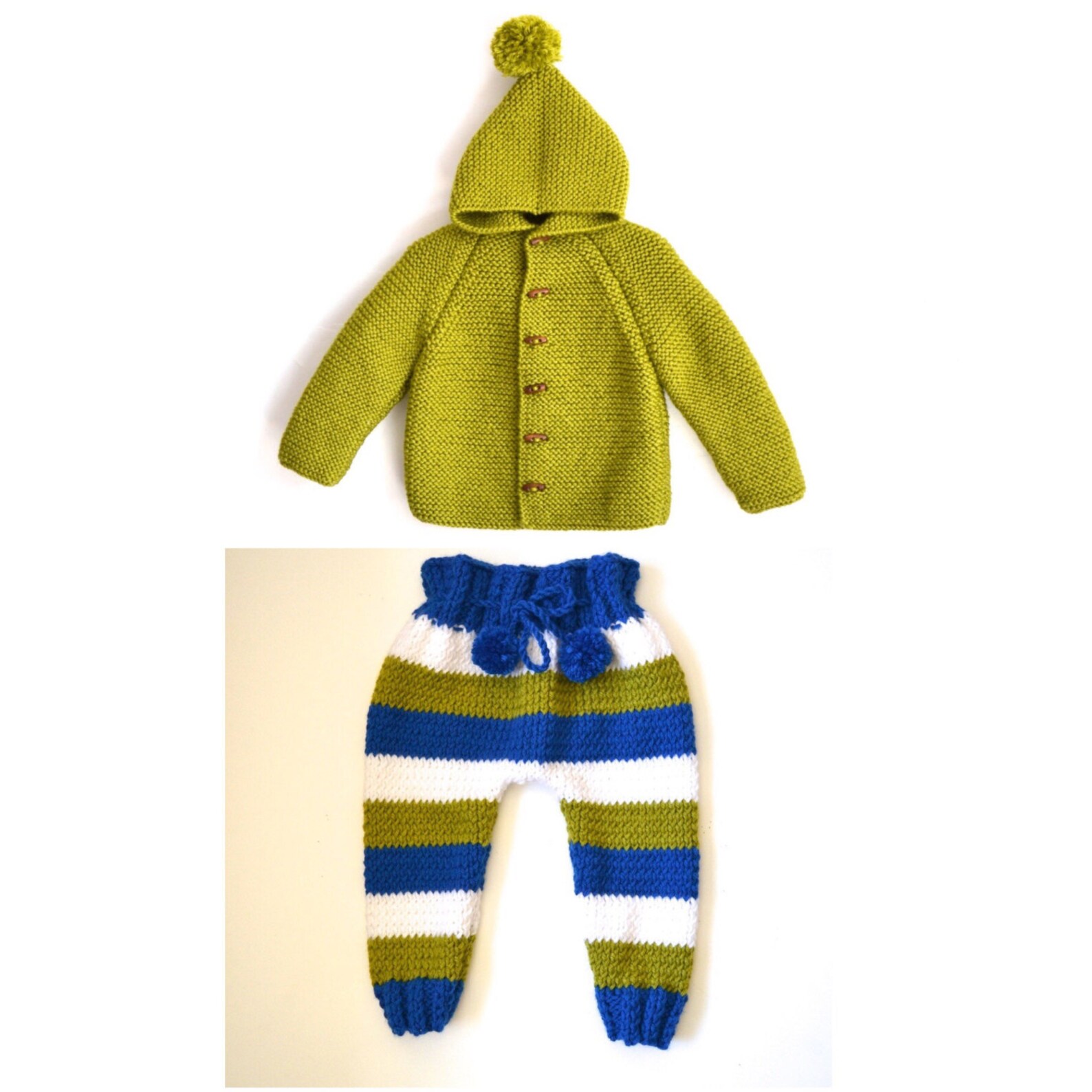 Hand Knitted Baby Boy Wool Cardigan/jacket/coat and Pants Etsy