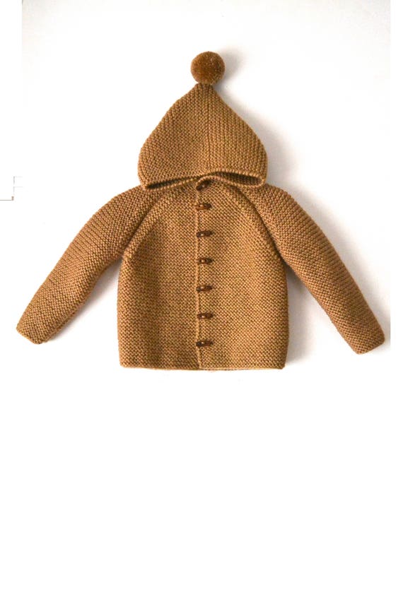 Hand Knitted unisex kids wool hoodie cardigan/Jacket Chunky | Etsy