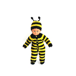 Hand Knitted Baby Bumble Bee Costume Set, Romper, Hat and Socks, 3 Pieces, %100 Wool