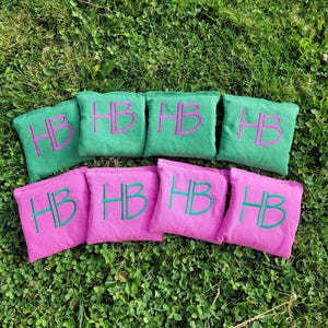 Gestickte Cornhole Taschen - personalisierte Bohnen werfen Taschen - Corn Hole Taschen