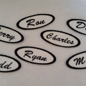 Oval Iron On Name Patch / Biker Tag / Biker Patch / Name Tag / Fabric Label Vintage Style