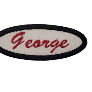 Vintage Oval Iron on Patch Custom Name 2 toned patch