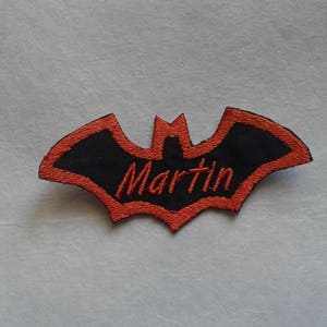 Bat Shaped Halloween Iron On Name Patch Custom Embroidered
