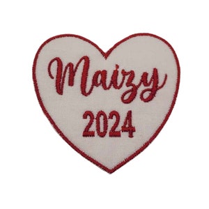 2 1/2 inch mini heart custom iron on sew on name patch