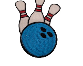 Bowling Ball and Pins Patch - Iron On / Sew On