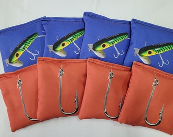 Fishing Theme Cornhole Bags Regulation Made Corn hole Fathers Day Gift Dad Gift