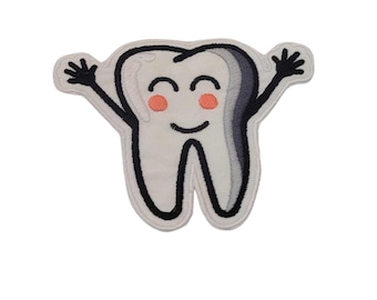 Happy Tooth Patch, Aufnäher zum Aufbügeln, lustiges Zahndekor