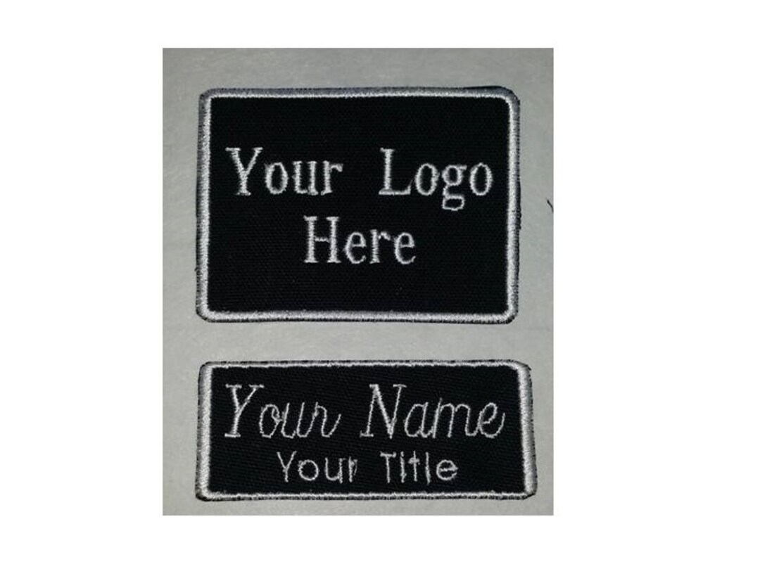 Custom Embroidered Work Shirt Name Patches Set of 2 Company Logo and