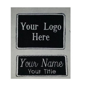 Custom Embroidered Work Shirt Name Patches Set of 2 Company Logo and Name