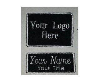 Parches de nombre de camisa de trabajo bordados personalizados, conjunto de 2 logotipos y nombres de la empresa