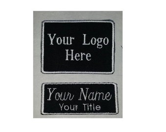 Custom Embroidered Work Shirt Name Patches Set of 2 Company Logo and Name