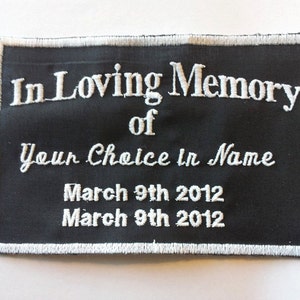 Extra Large Iron On Name Patch / Biker Tag / In Loving Memory / R.I.P.