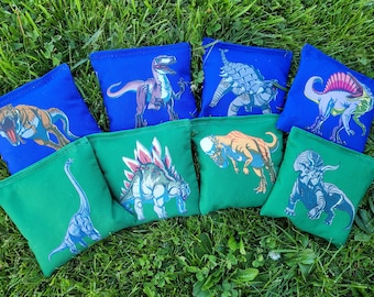 Dinosaur Cornhole Bags, Regulation Corn Toss Bean Bags, Set of 8