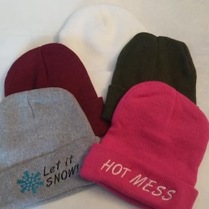 Custom Embroidered Beanie Hats Knit Hat Small Business Gear Logo Wear Winter Hats