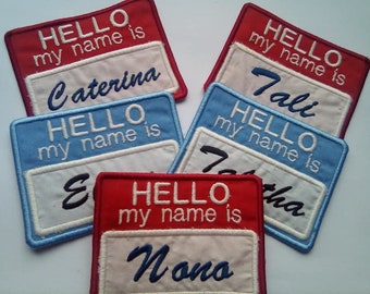 Custom Embroidered " Hello My Name Is " Name Tag Fabric Label Iron On