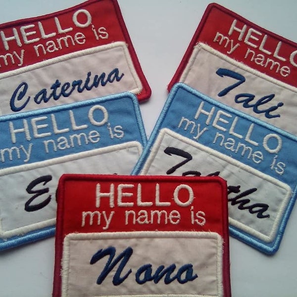 Custom Embroidered " Hello My Name Is " Name Tag Fabric Label Iron On