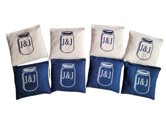 Mason Jar Wedding Regulation full size Cornhole Bags Custom Embroidered