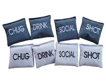 Drinking Cornhole Game Cornhole Bags Custom Embroidered Choose your Colors and Font
