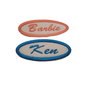 Barbie or Ken Iron on Patch Name Tag Custom Name Patches