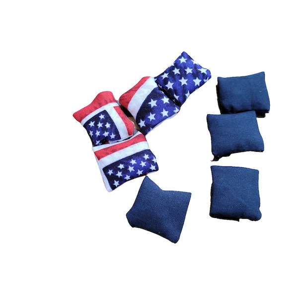 1 inch mini table top cornhole bags Stars and Stripes American Flag Themed Set of 8 Mini Toss Bags Replacement Bags