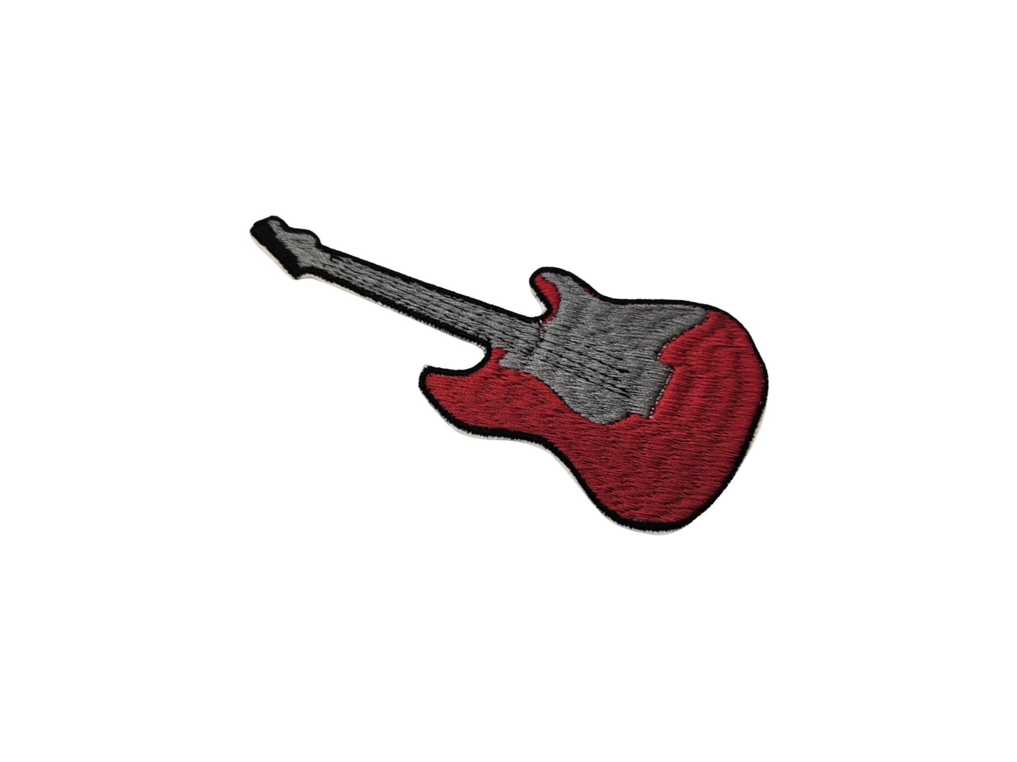 Toppa Ricamata Chitarra Elettrica Grigia | Termoadesiva O Da Cucire 9,5x4,2 Cm Per Giacche E Zaini - 3