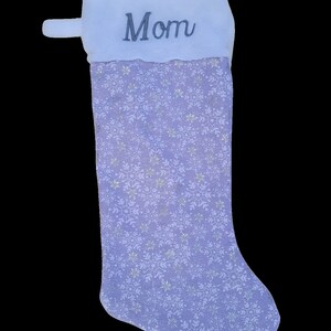 Silver Foil Snowflake Custom Embroidered Christmas Stocking Monogrammed Xmas Stocking