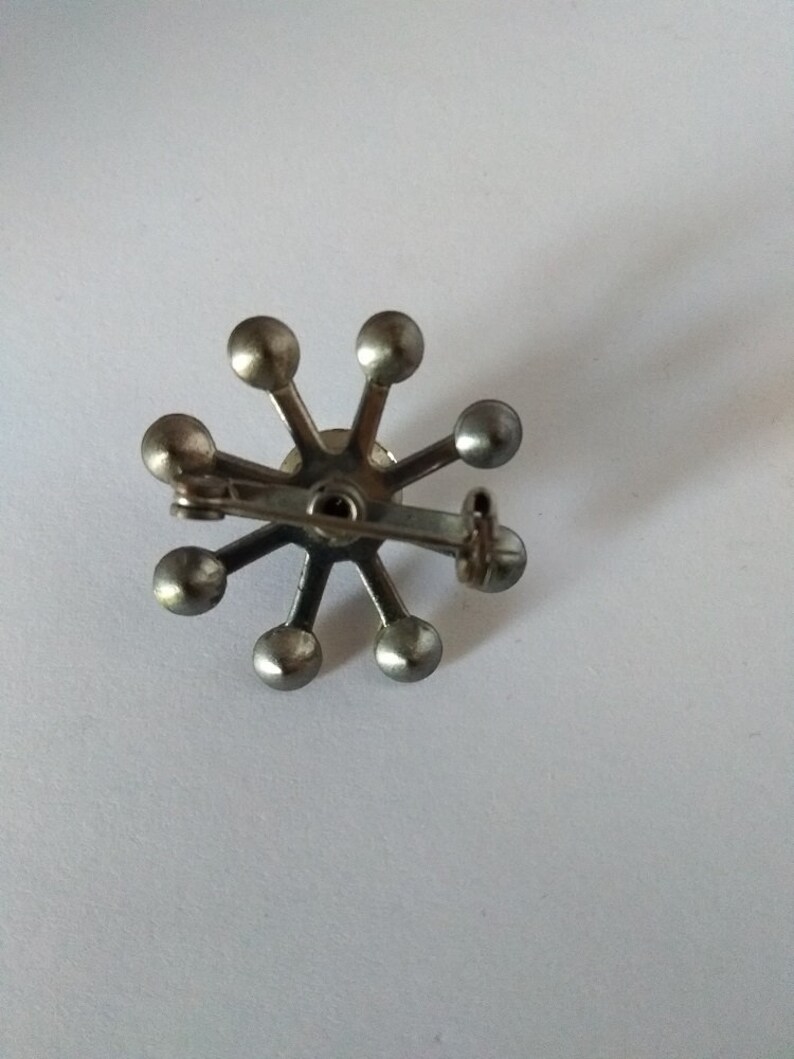 Vintage Snowflake Brooch Silver Metal /& White Rhinestones # 372