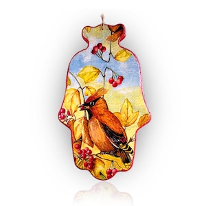 Hamsa decor, Hamsa hand, Bird wall art, Hamsa wall decor, Judaica gifts, bird lovers gift,Hamsa wall hanging,Jewish home decor,Hanging hamsa