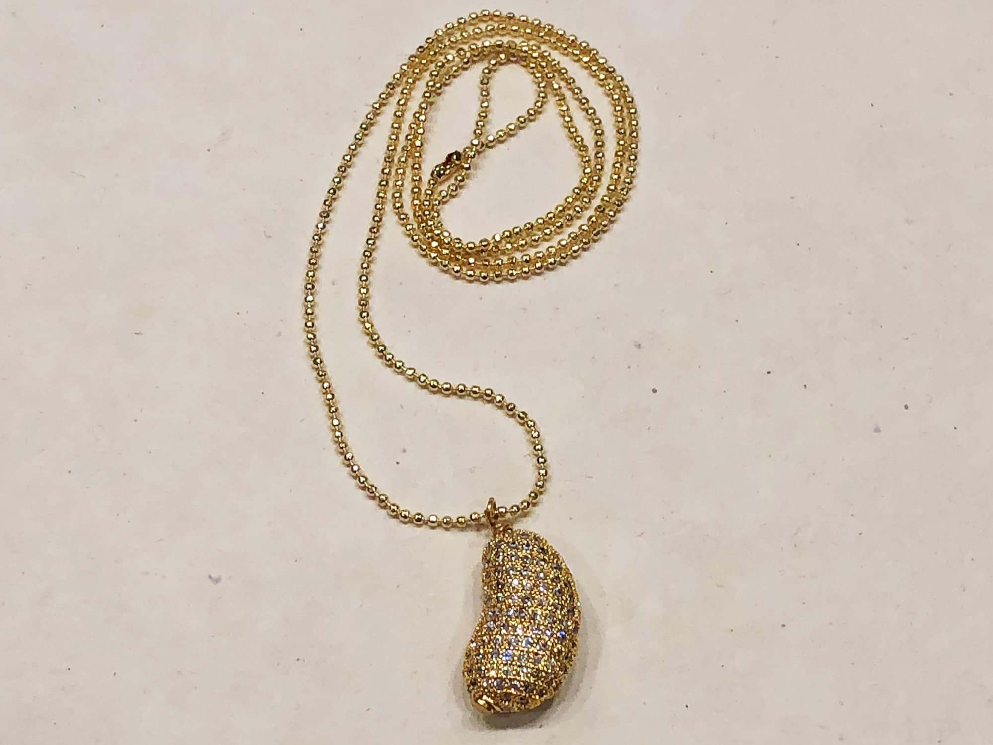 Gold Pave Kidney Necklace