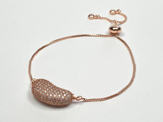 Rose Gold Toned Pavé Kidney Bracelet