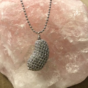 Silver Pave Kidney Necklace