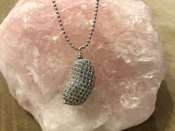 Silver Pave Kidney Necklace