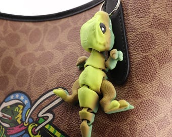 T-Rex Keychain — 3D Printed Dinosaur Charm Fidget Keyring